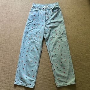 Size 26 high-rise Urban Outfitters flower-patterned jeans